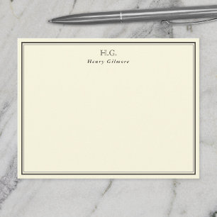 Carte De Correspondance Crème et marron Monogrammé