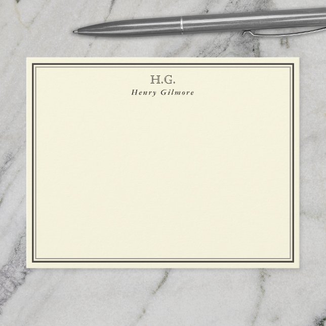 Carte De Correspondance Crème et marron Monogrammé (Créateur téléchargé)