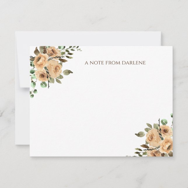 Carte De Correspondance Crème, ivoire, Latte Aquarelle Rose Monogramme (Devant)