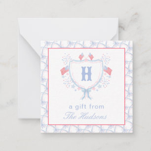 Carte De Correspondance Crête de monogramme de feux d'artifice du 4 juille