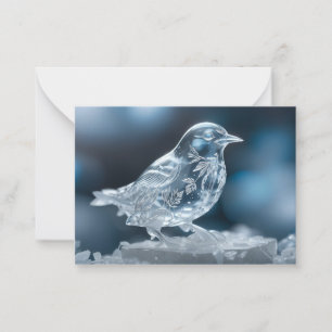 Carte De Correspondance cristal d'oiseau transparent neige d'hiver