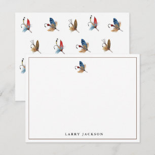 Carte De Correspondance Crochets de pêche à l'aquarelle plats