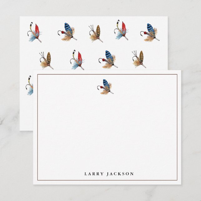 Carte De Correspondance Crochets de pêche à l'aquarelle plats (Devant / Derrière)