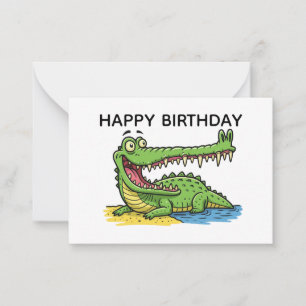 Carte De Correspondance Crocodile de dessin animé avec grand sourire Anniv