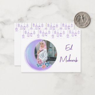 Carte De Correspondance Croissant floral mignon islamique Aïd Moubarak Pho