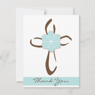 Carte De Correspondance Croix contemporaine simple avec note de Fleur Bleu
