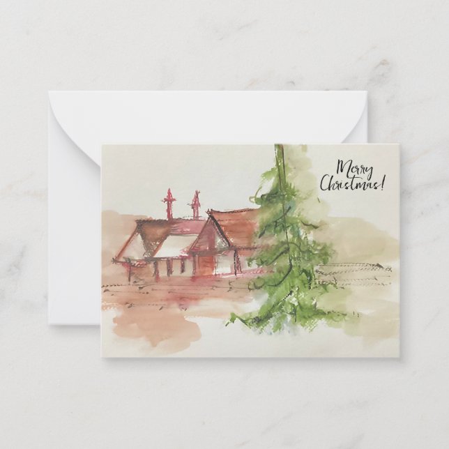 Carte De Correspondance Croquis aquarelle original  (Devant)