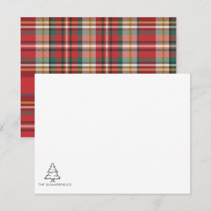 Carte De Correspondance Croquis d'arbre de Noël Plaid de vacances personna