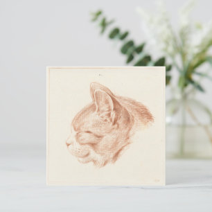 Carte De Correspondance Croquis d'art vintage d'un chat