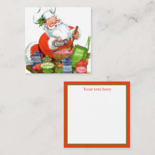 Carte De Correspondance cuisine de Noël rétro vintage Père Noël ajouter du