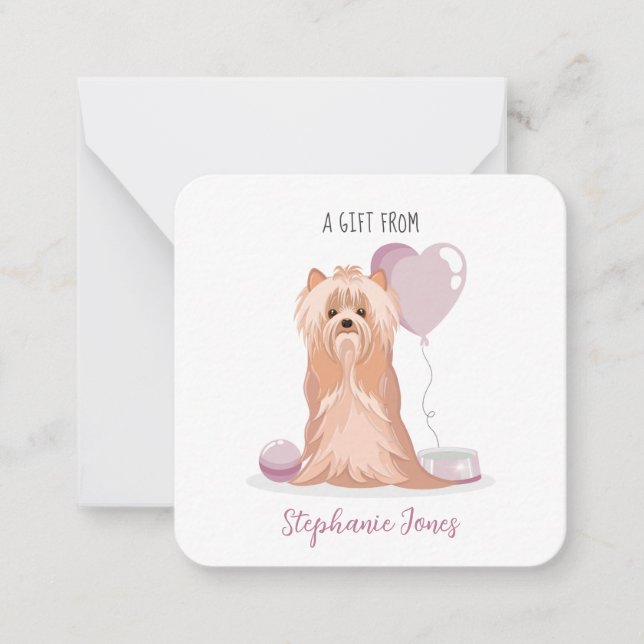 Carte De Correspondance Curte Yorkshire Terrier Anniversaire (Devant)