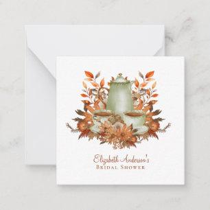 Carte De Correspondance Custom Boho Terracotta Floral Sage Tea Party Événe