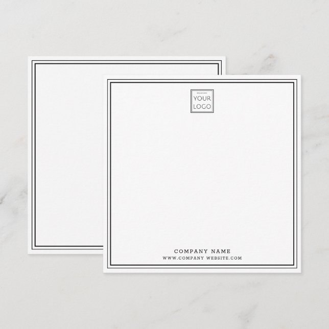 Carte De Correspondance Custom Business Company Logo Black Double Border (Devant / Derrière)
