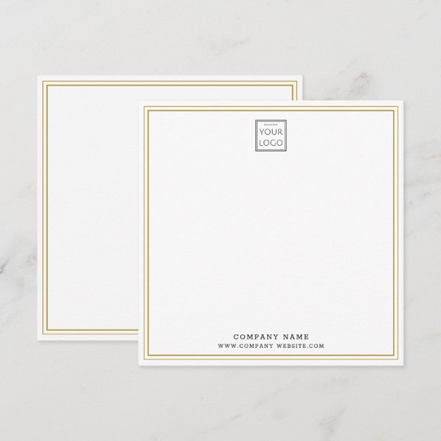 Carte De Correspondance Custom Business Company Logo Gold Double Border (Devant / Derrière)