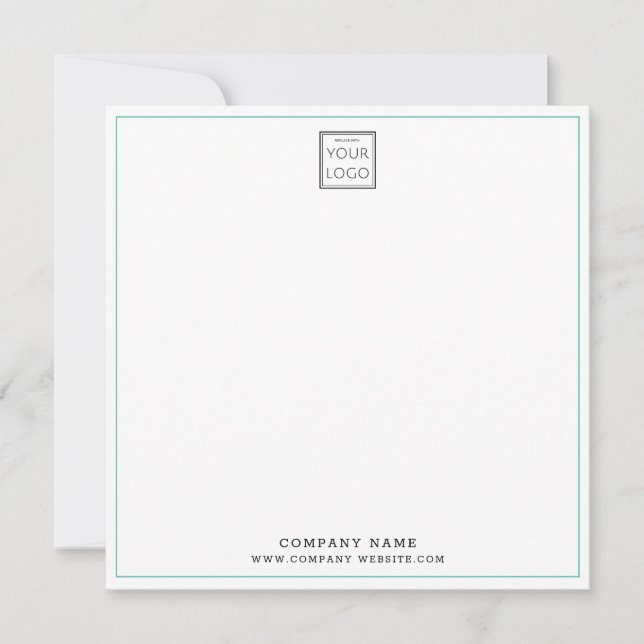 Carte De Correspondance Custom Business Company Logo Teal Square (Devant)