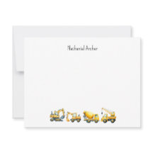 Custom Construction Trucks Note Card