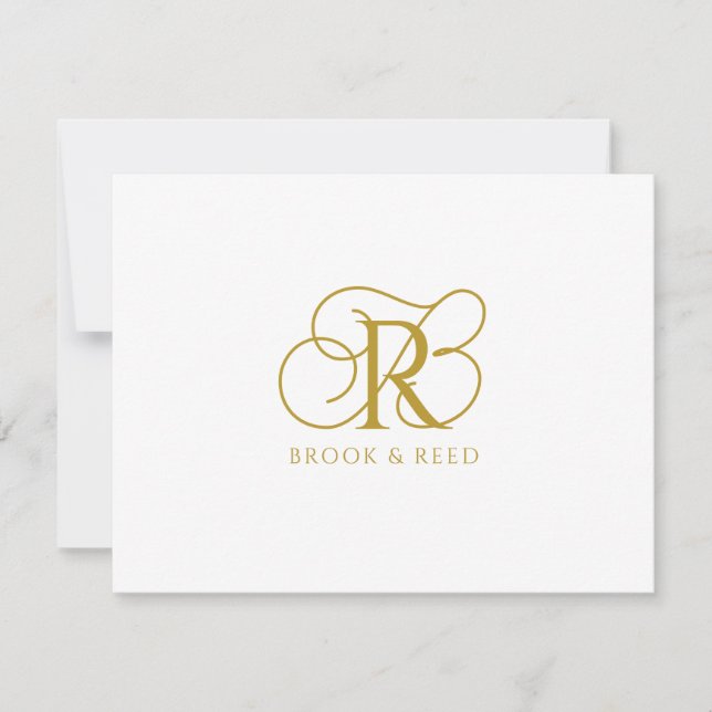 Carte De Correspondance Custom Gold Monogram Initials Couple Names (Devant)