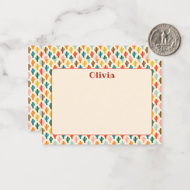 Carte De Correspondance Custom Mexican Cacti Note Card (Devant/Arrière en situation)