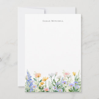 Carte De Correspondance Custom Name Watercolor Garden Floral Note card