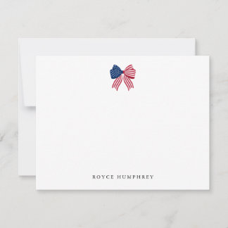 Carte De Correspondance Custom Patriotic Bow Note Card