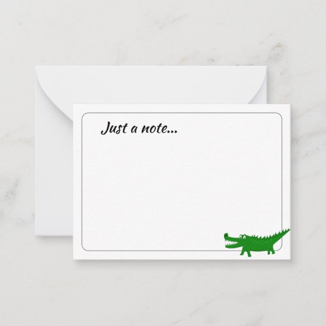Carte De Correspondance  Cute Alligator Drawing Custom Just a Note (Devant)