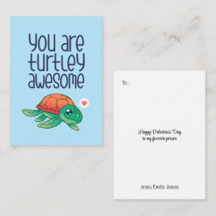 Carte De Correspondance Cute Awesome Tortue Drôle Enfants Saint Valentin