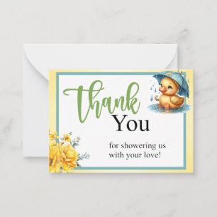 Carte De Correspondance Cute Baby shower de canard en caoutchouc Merci Car