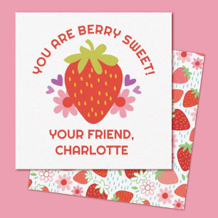 Carte De Correspondance Cute Berry Sweet Kids Strawberry Valentine
