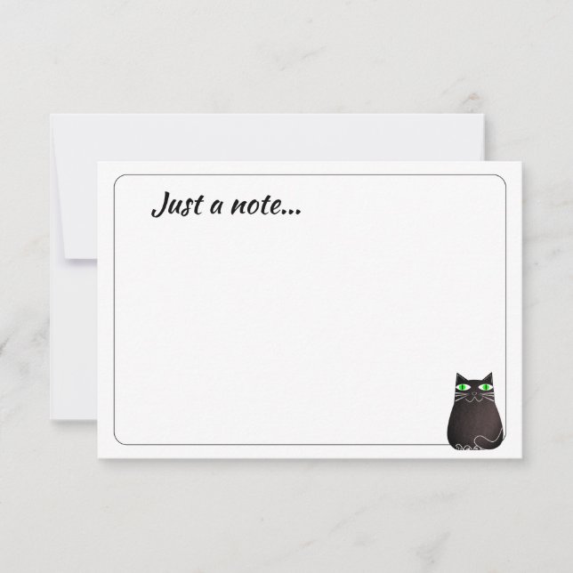 Carte De Correspondance Cute Black Cat Custom Just a Note (Devant)