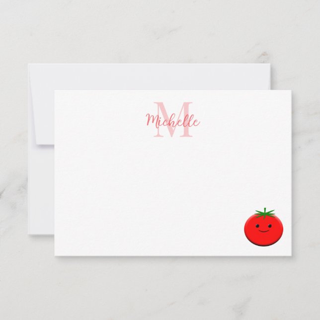 Carte De Correspondance Cute Cartoon Tomato Custom Monogram (Devant)