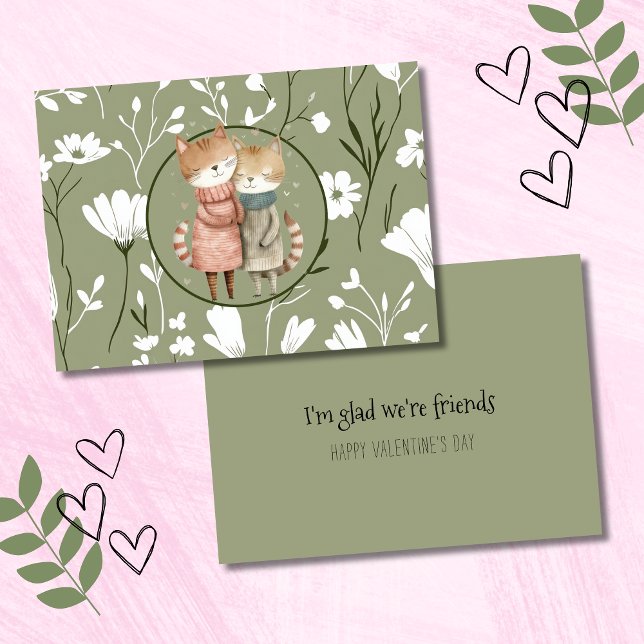 Carte De Correspondance Cute Cat Friendship Valentine's Day Note Card (Créateur téléchargé)