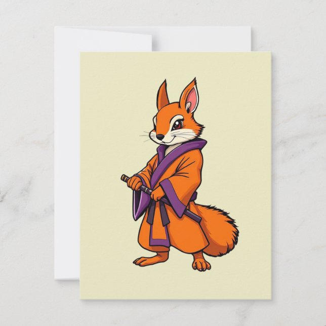 Carte De Correspondance Cute écureuil japonais Samurai (Devant)
