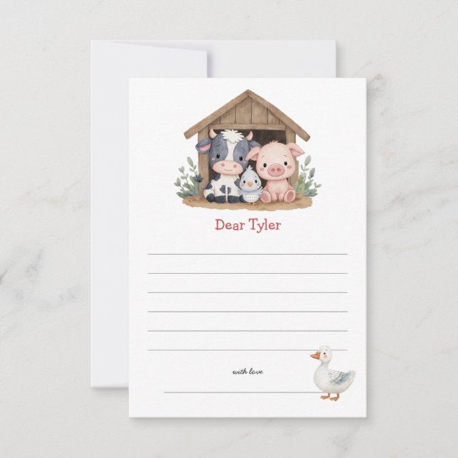 Carte De Correspondance Cute ferme Cochon vache Anniversaire Heure Capsule (Devant)