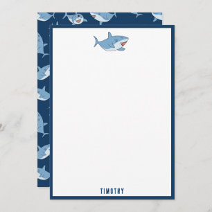 Carte De Correspondance Cute Great White Sharks Motif Océan