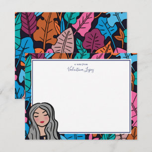 Carte De Correspondance Cute Grey Cheveux Lady Moyenne Tonalité Peau Perso