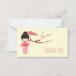 Carte De Correspondance Cute japonaise rose cerise Blossom Geisha