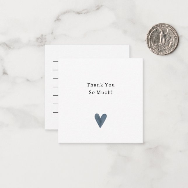 Carte De Correspondance Cute Little Blue Heart Thank You Card (Devant/Arrière en situation)