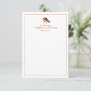 Carte De Correspondance Cute Little Orange Robin Élégant Personnalisé