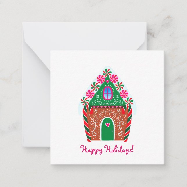Carte De Correspondance Cute Maison en pain d'épice Mini Noël (Devant)