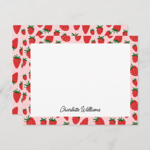 Carte De Correspondance Cute Motif rose fraise Personnalisé