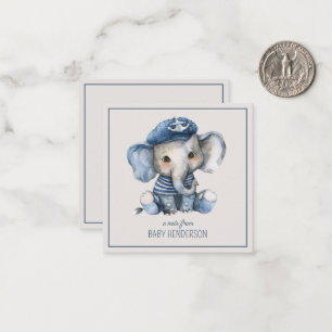 Carte De Correspondance Cute Nautique Bleu Baby Elephant Personnalisé