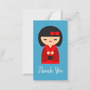 Carte De Correspondance Cute orange Kokeshi poupées japonaises