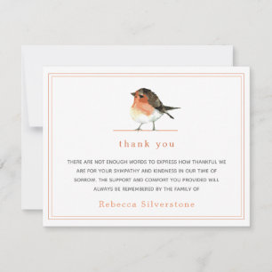 Carte De Correspondance Cute Orange Robin Simple Elégant Merci funéraire