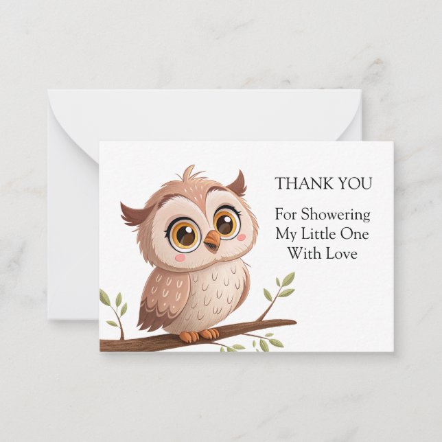 Carte De Correspondance Cute Owl Merci (Devant)