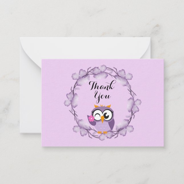 Carte De Correspondance Cute Owl Merci (Devant)