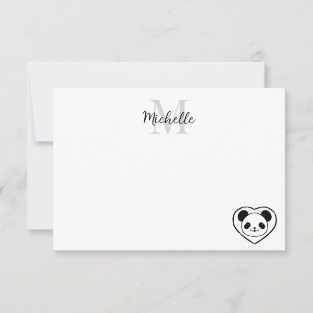 Carte De Correspondance Cute Panda Bear Cartoon Personalized Monogram (Devant)