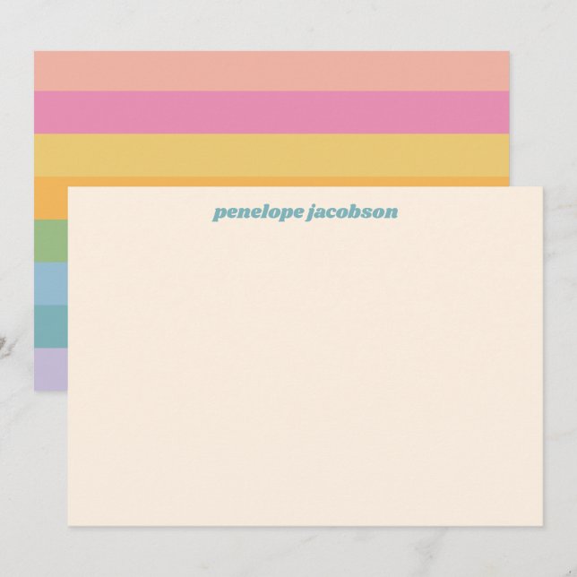 Carte De Correspondance Cute Pastel Rainbow Stripes Retro Personnalisé (Devant / Derrière)