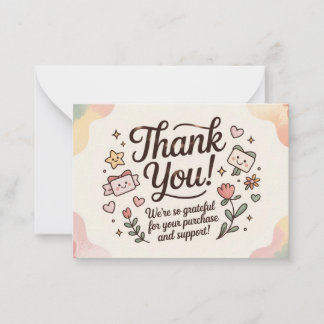 Carte De Correspondance Cute Pastel Thank You Card 