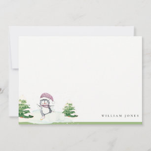 Carte De Correspondance Cute Pastel Winter Penguin Enfants N'importe quel 