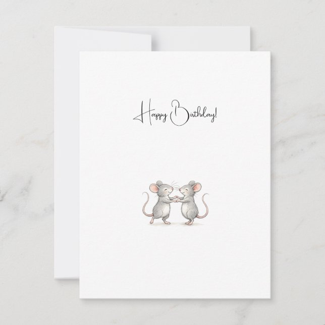 Carte De Correspondance Cute Personalised Happy Birthday Mice. (Devant)